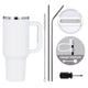 White to Silver Stainless Steel Tumbler with Removable Handle (40oz)