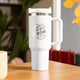 White to Silver Stainless Steel Tumbler with Removable Handle (40oz)