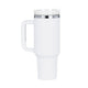 White to Silver Stainless Steel Tumbler with Removable Handle (40oz)