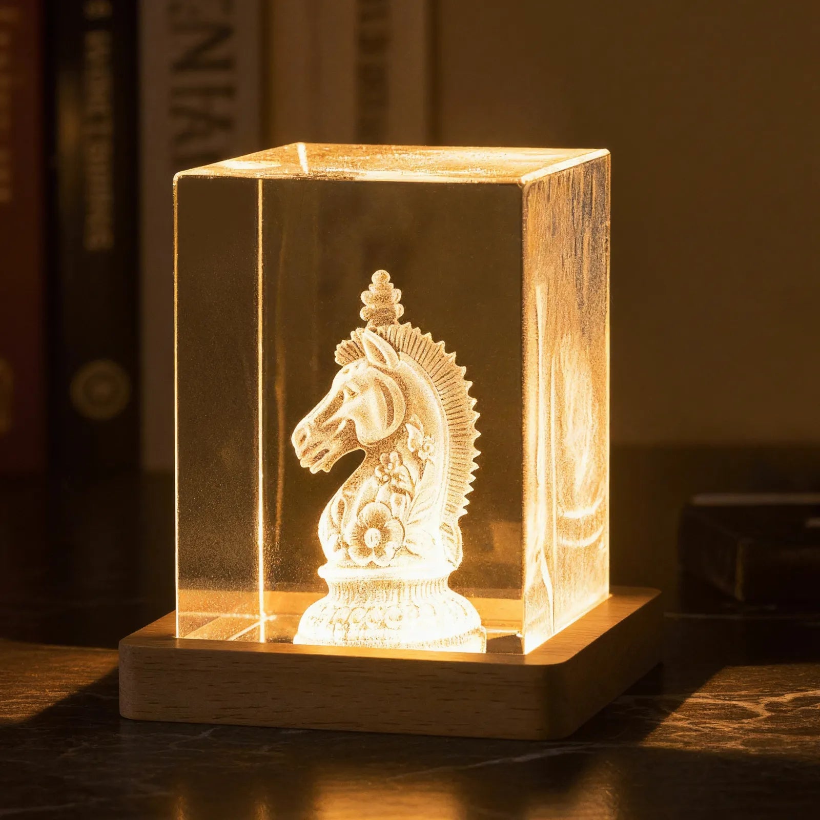 Xtool 3d laser engraved crystal chess piece light base
