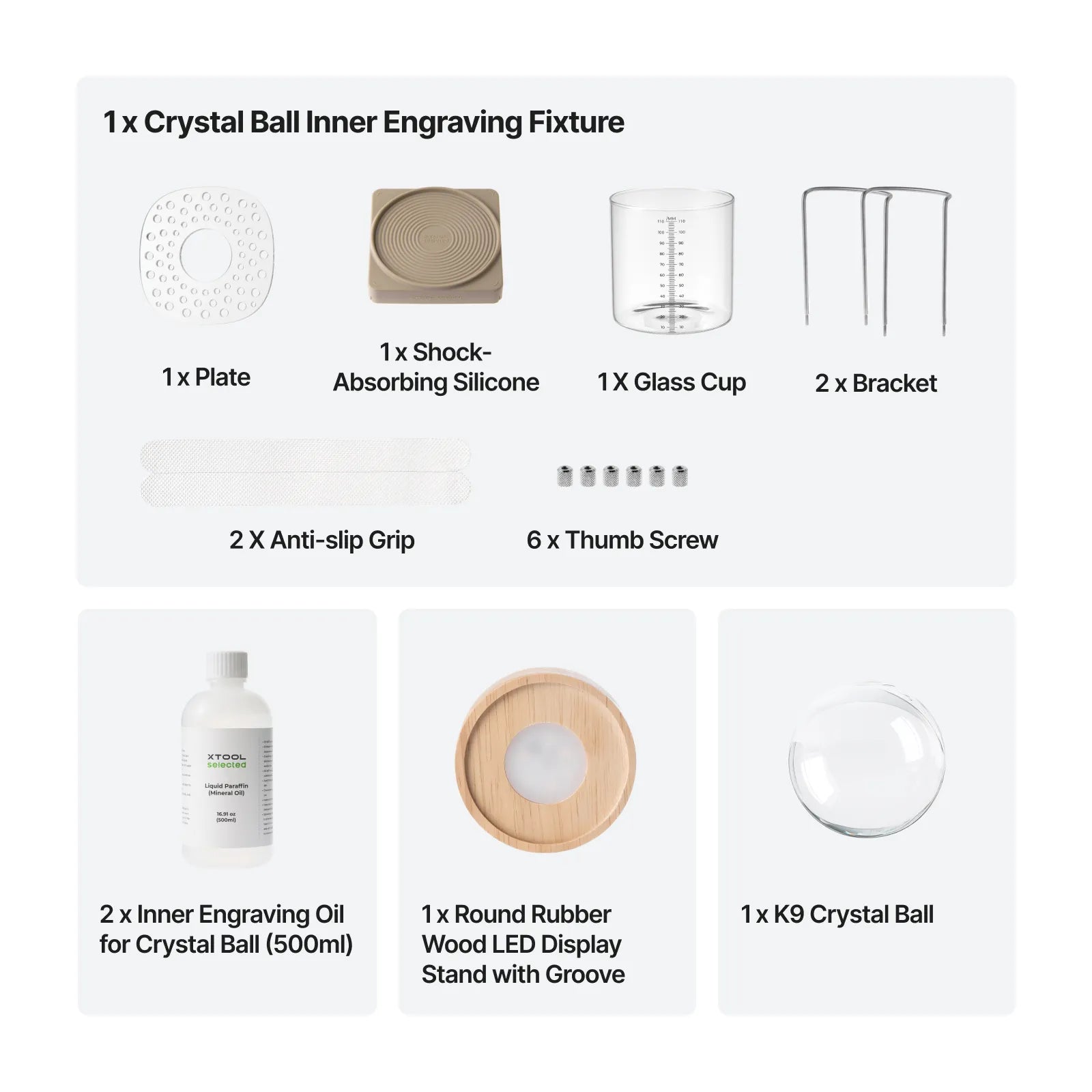 Xtool crystal ball subsurface engraving fixture with battery light base engraving oil collection