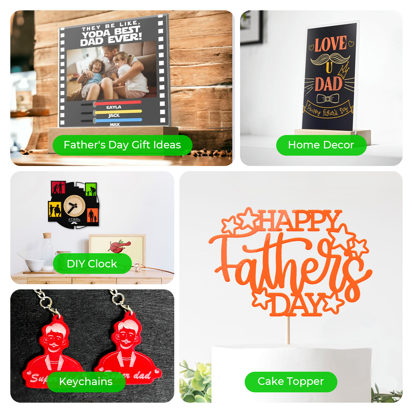 Xtool fathers day diy colored acrylic sheets trial kit laser cutting projects