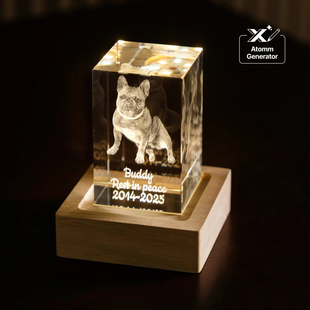 Square Rubber Wood LED Light Base with Groove