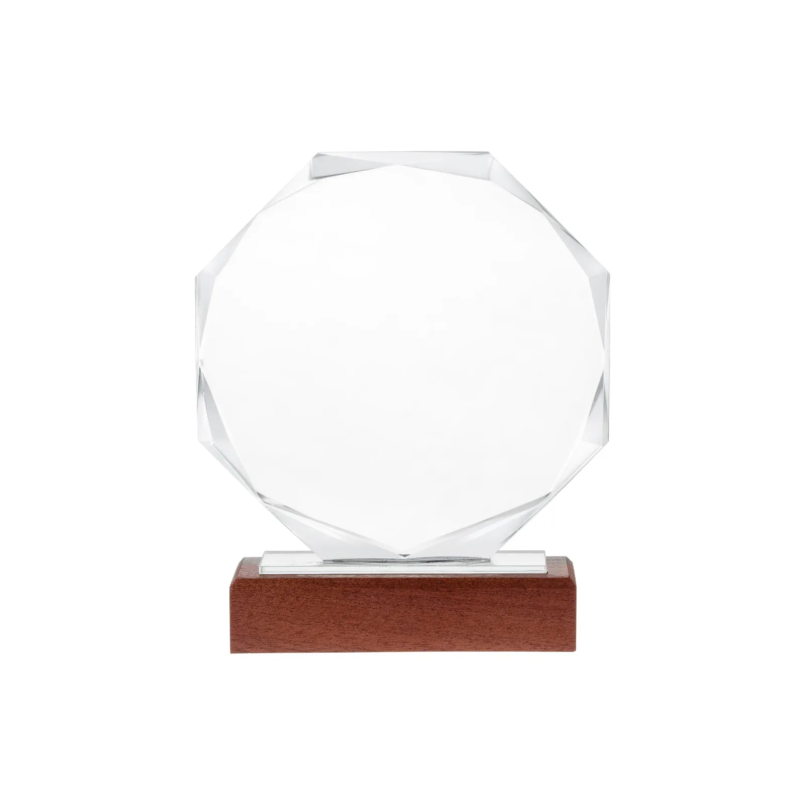 Octagonal crystal trophy for laser engraving