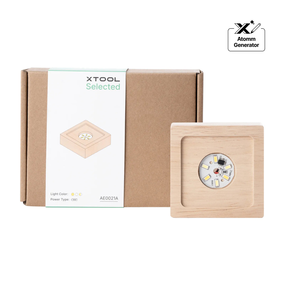 Square Rubber Wood LED Light Base with Groove