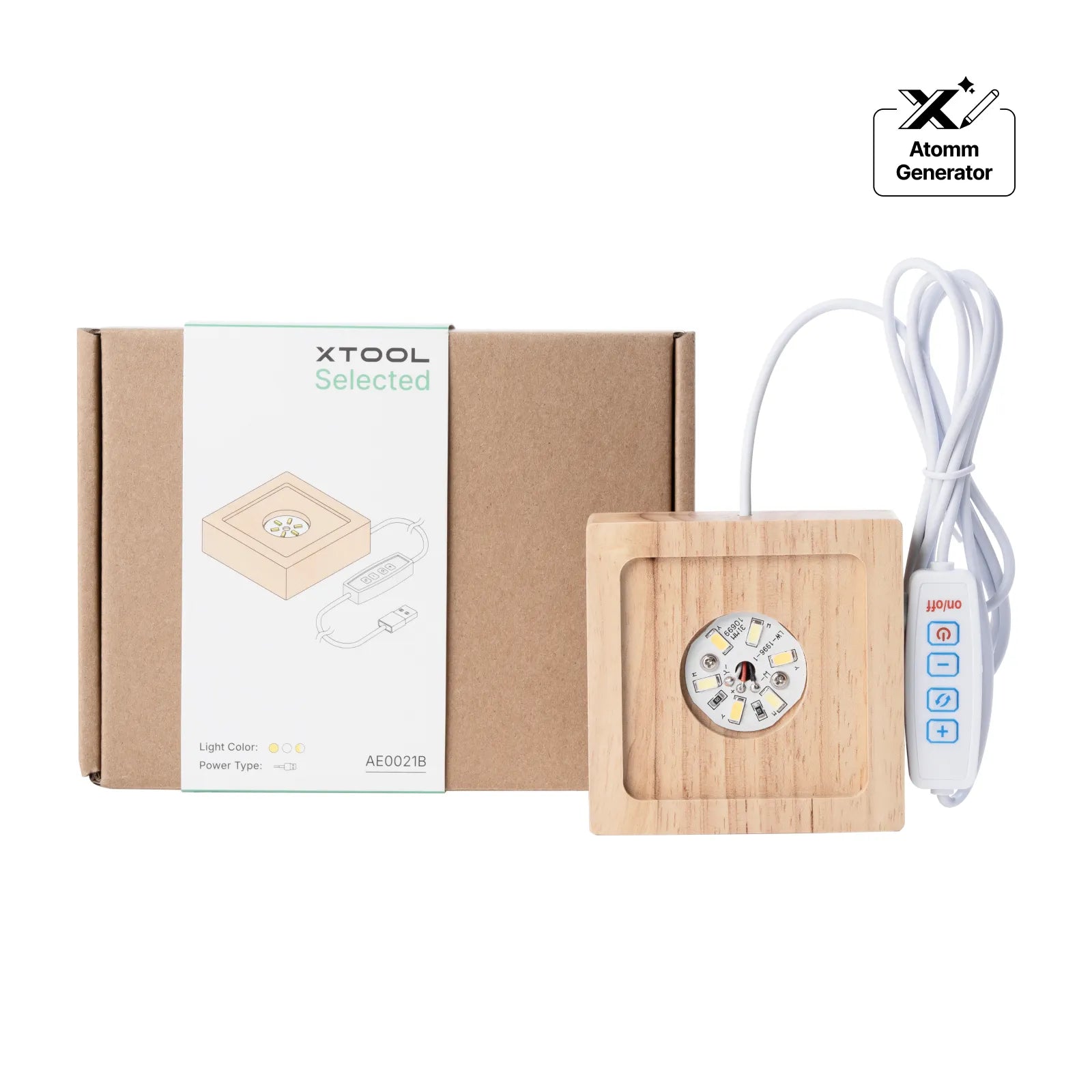 rechargeable square wood light base for 3D crystal art display
