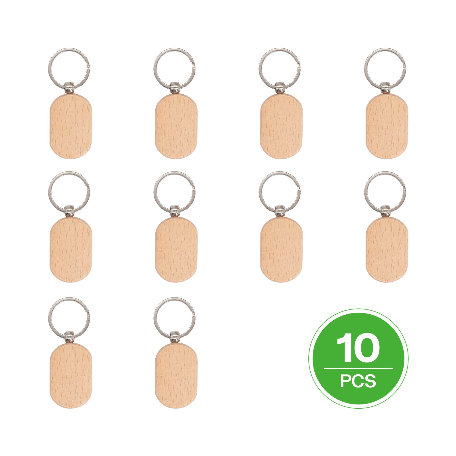 Rounded Rectangle Wooden Keychain (10pcs)